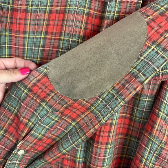 Daniel Cremieux tan Red plaid cotton flannel Casual Button Down Shirt sz M - Picture 4 of 8